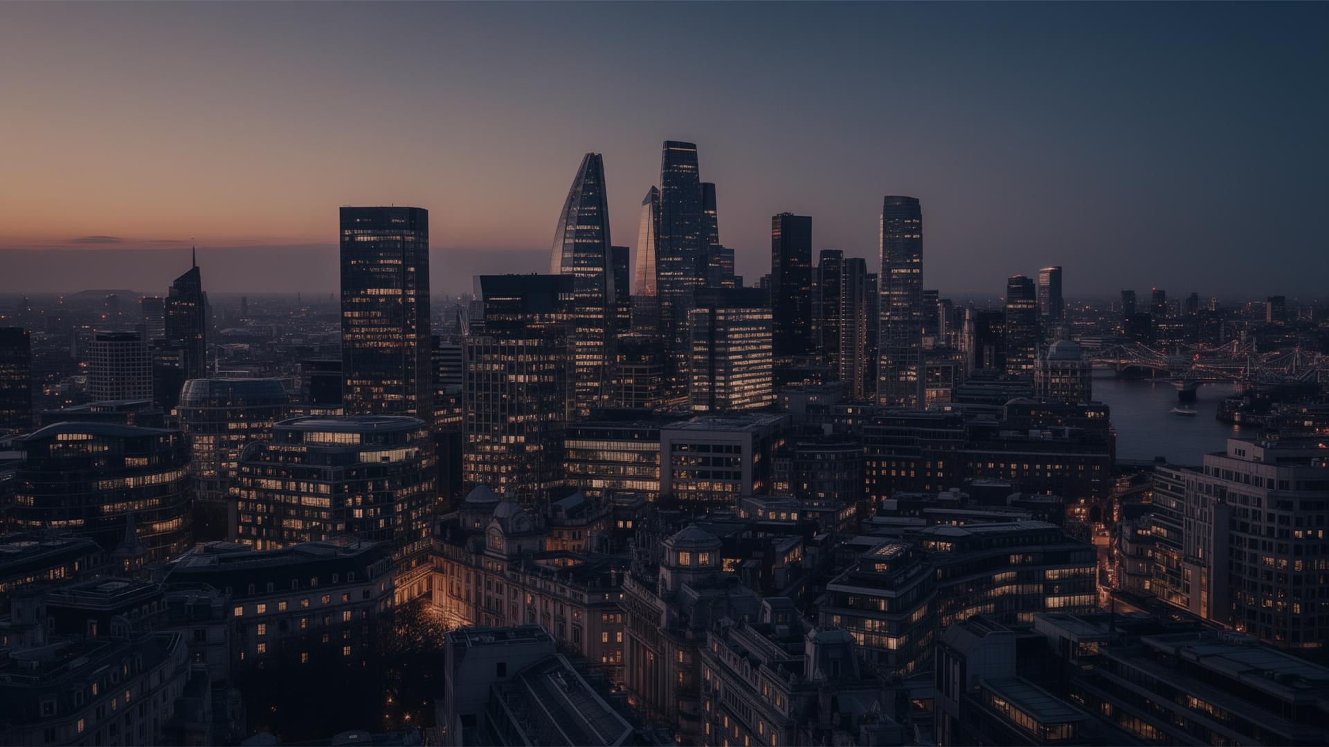 London skyline at dusk
